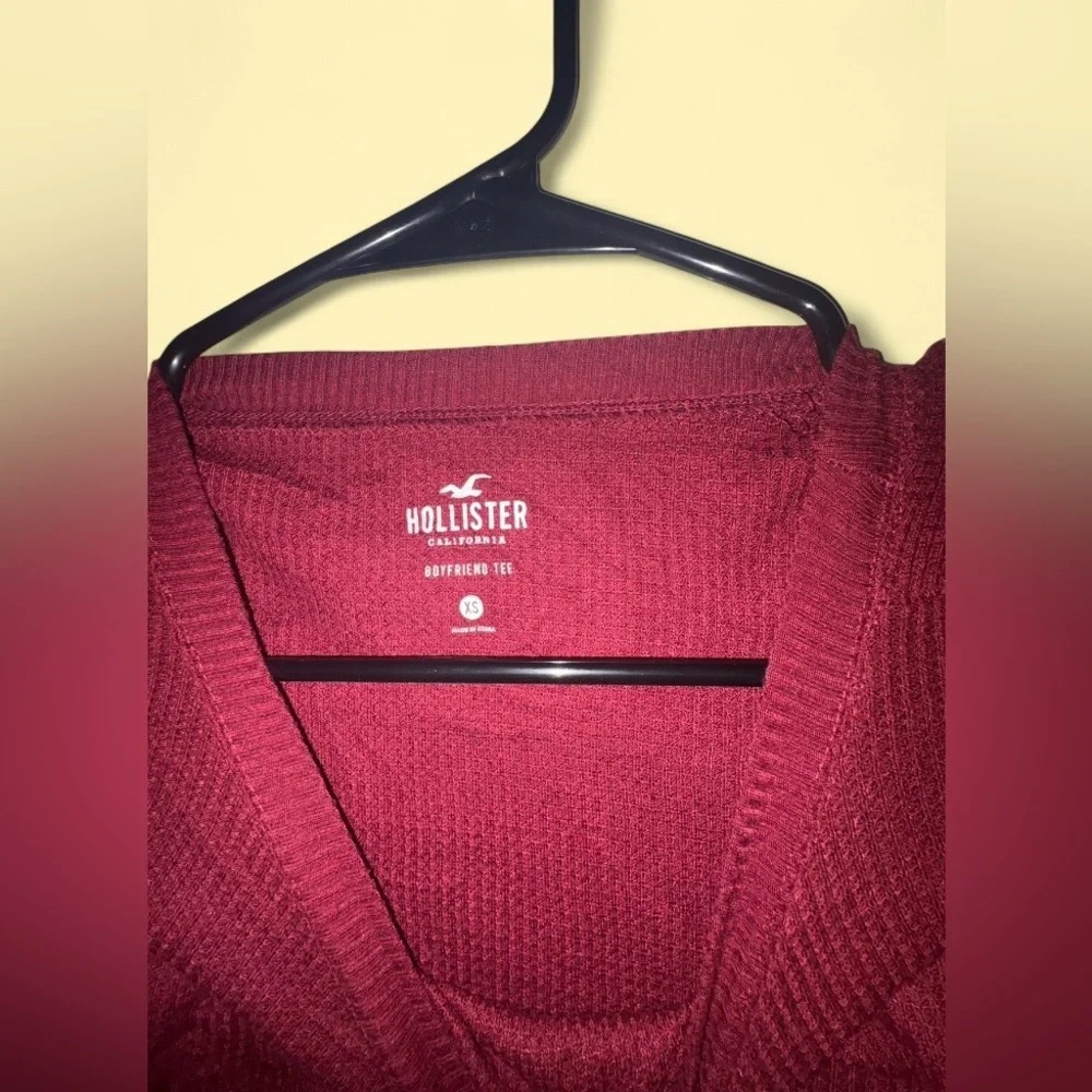 Hollister Cropped Women’s Long Sleeve Boyfriend Tee Stripe Sleeve Top - Size XS - Picture 6 of 6